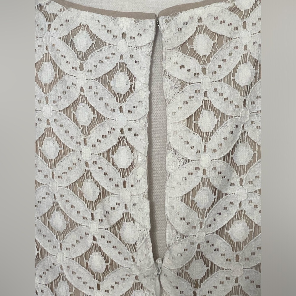 Apt. 9 Dress White Lace Overlay with Tan Lining Size Small - Picture 5 of 11